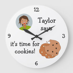Grande Horloge Ronde Ajoutez votre photo : 'Time for Cookies'