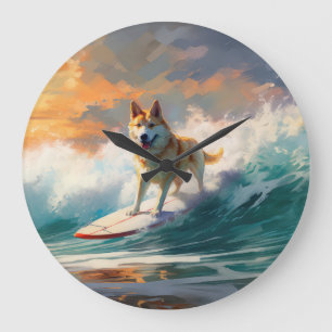 Grande Horloge Ronde Akita Beach Surf Peinture