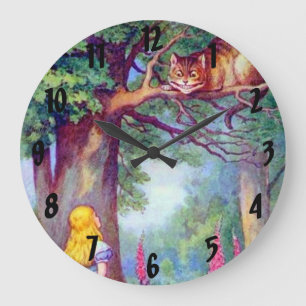 Grande Horloge Ronde Alice and the Cheshire Cat Wall Clock