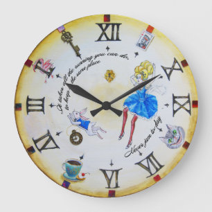 Grande Horloge Ronde Alice dans contraclockwise fou du pays des