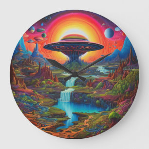 Grande Horloge Ronde Alien de rêve psychédélique