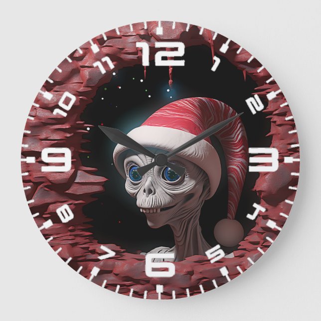 Grande Horloge Ronde alien Mars de Noël 3D (Recto)