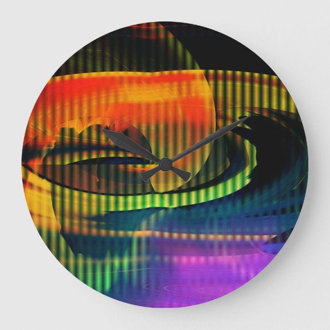 Grande Horloge Ronde Alien Paysage Abstrait Rainbow (Recto)