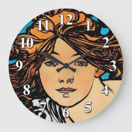 Grande Horloge Ronde Alphonse Mucha - Cycles Perfecta Retro Art Nouveau