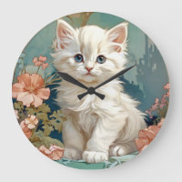 Alphonse Mucha Style Chat blanc