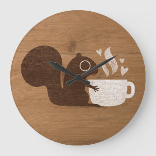 Grande Horloge Ronde Amant de café d'écureuil
