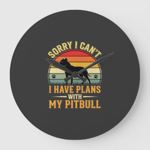Grande Horloge Ronde Amant de Chien de Crépuscule Vintage Plans Pitbull