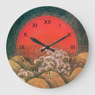 Grande Horloge Ronde AMATERASU, SOLEIL GODDESS rouge brun noir