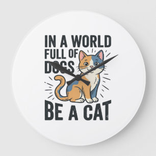 Grande Horloge Ronde Amateur de chat vintage Soyez un graphisme de chat