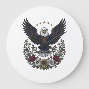 Grande Horloge Ronde Amateur de vin rouge et bleu patriotique