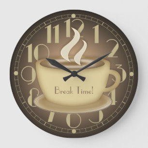 Grande Horloge Ronde Amateurs de café Personnalisé