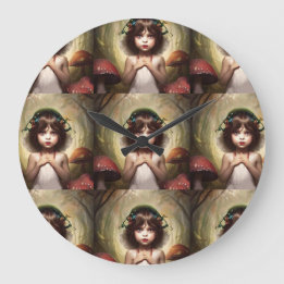 Grande Horloge Ronde amateurs de champignons fantaisistes et trippants 
