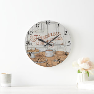 Grande Horloge Ronde Ambiance arable : Plaque de délicieux délices