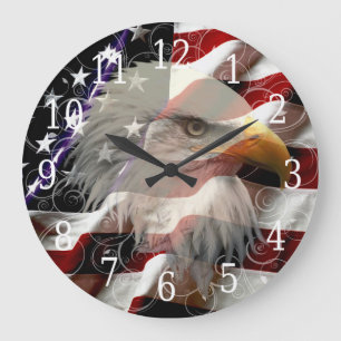 Grande Horloge Ronde American eagle Flag Clock