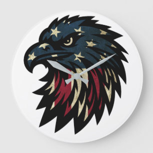 Grande Horloge Ronde American Pride, Aigle bleu rouge patriotique