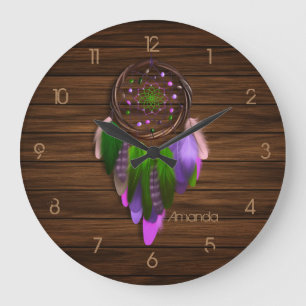 Grande Horloge Ronde Amérindien Dreamcatcher
