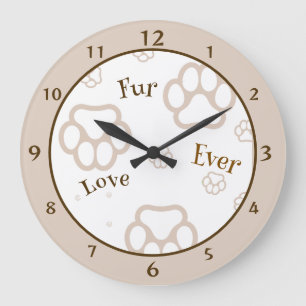 Grande Horloge Ronde Amour de fourrure empreinte de patte