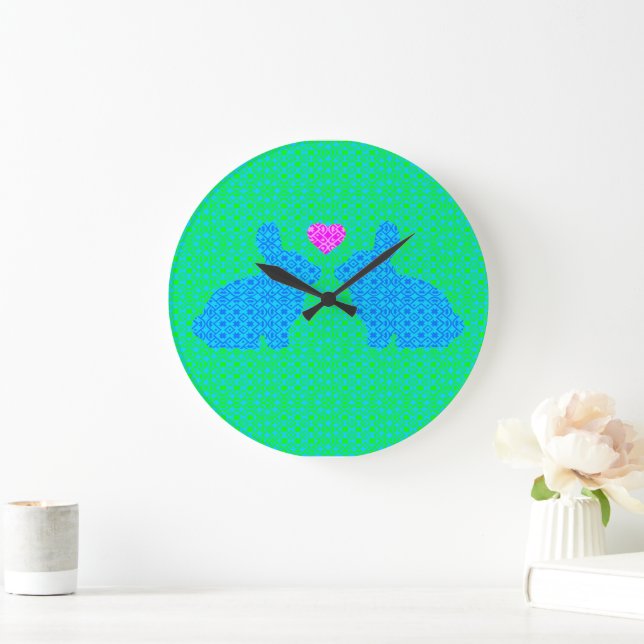 Grande Horloge Ronde Amour de Lapin Mignon (Maison)
