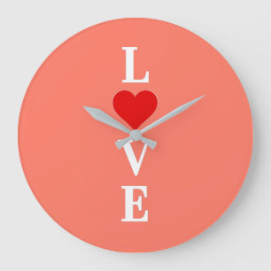 Grande Horloge Ronde AMOUR Orange Romantique Élégant