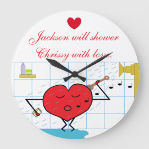Grande Horloge Ronde Amour sous la douche :