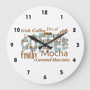 Grande Horloge Ronde Amoureux de café - Variétés de café