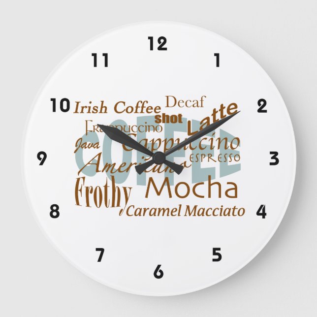 Grande Horloge Ronde Amoureux de café - Variétés de café (Recto)