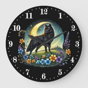 Grande Horloge Ronde amoureux des animaux de loups cool