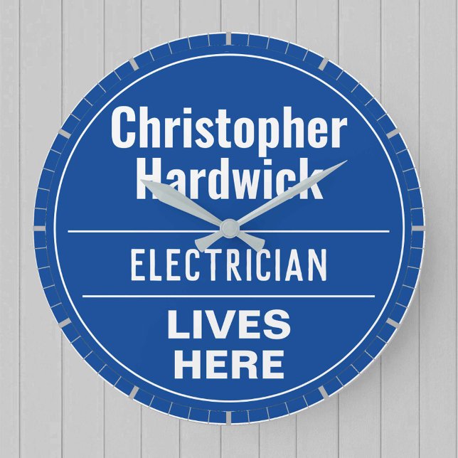 Grande Horloge Ronde Amusant Electricien Mur Plaque Style Grande horlog (Créateur téléchargé)