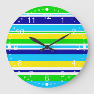 Grande Horloge Ronde Amusant Été Turquoise Chaux Jaune Bleu Cadeaux