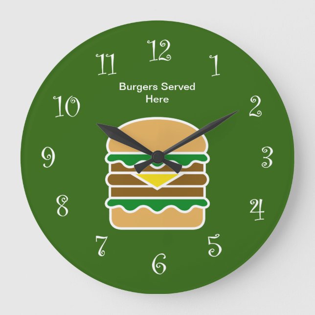 Grande Horloge Ronde Amusant Hamburger Conception de cuisine (Recto)