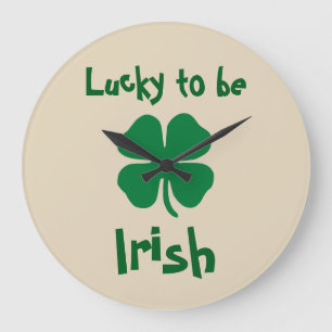 Grande Horloge Ronde Amusant thème irlandais Décoration murale romant