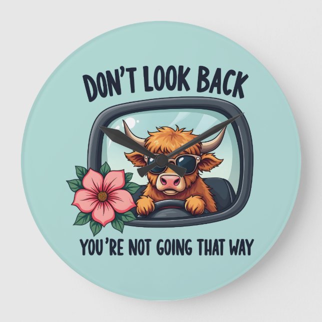 Grande Horloge Ronde Amusante vache Highland Retro Western Motivational (Recto)