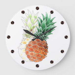 Grande Horloge Ronde Ananas, aquarelle.