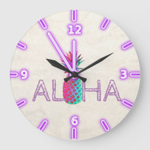 Grande Horloge Ronde Ananas Hawaïen Adorable Aloha