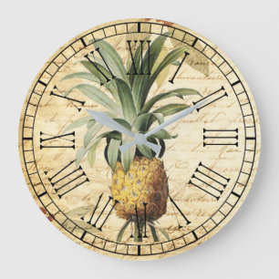 Grande Horloge Ronde Ananas Vintage Rustique Chic