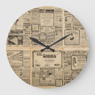 Grande Horloge Ronde Ancien journal : arrière - plan de papier vintage.