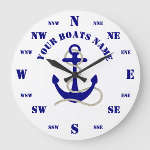 Grande Horloge Ronde Ancrage de bateau personnalisé