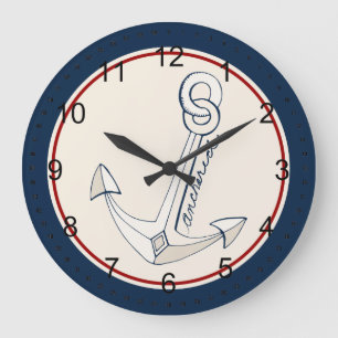 Grande Horloge Ronde Ancre blanche nautique