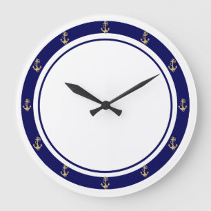 Grande Horloge Ronde Ancre d'or - Personnalité marine