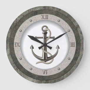 Grande Horloge Ronde Ancré En Pierre