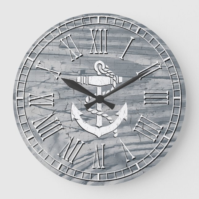 Grande Horloge Ronde Ancre rustique Votre finition couleur (Recto)