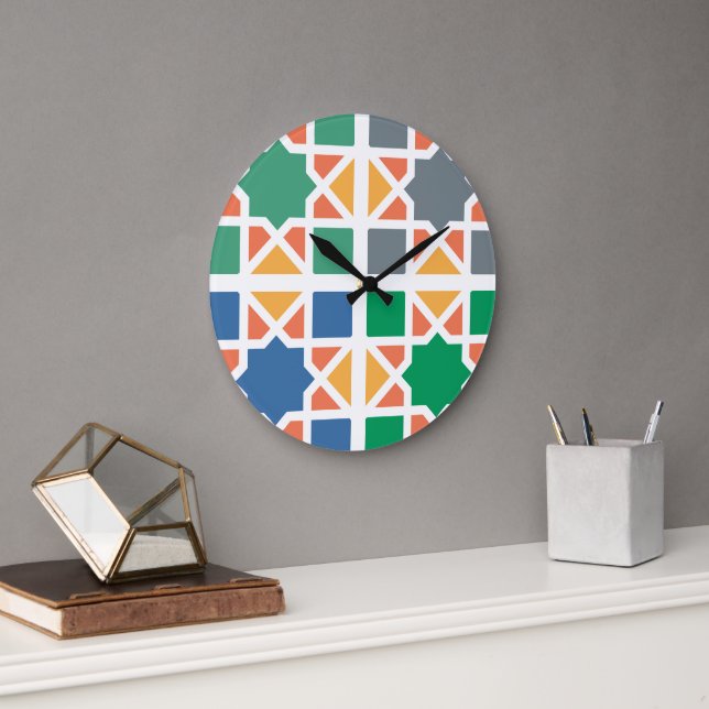 Grande Horloge Ronde Andalusian Tiles 4 (Bureau)