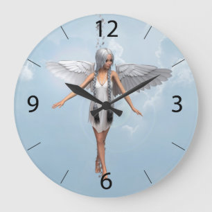 Grande Horloge Ronde Ange blanc