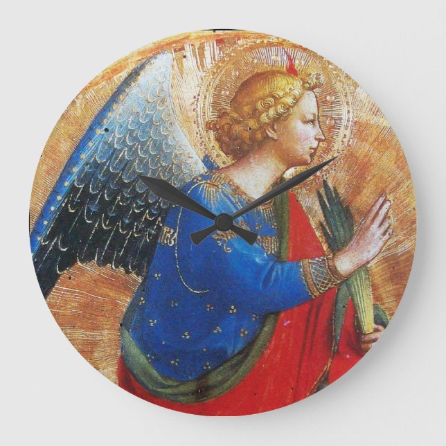 GRANDE HORLOGE RONDE ANGE EN ROUGE OR ET BLEU (Recto)