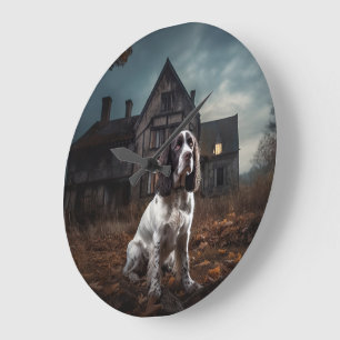 Grande Horloge Ronde Anglais Springer espagnol Halloween effroi