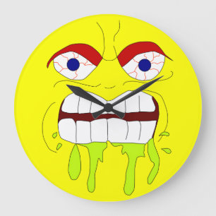 Grande Horloge Ronde Angry Mad Face