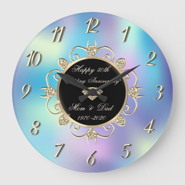 Grande Horloge Ronde Anniversaire de l'holographie des diamants du 50e  (Recto)