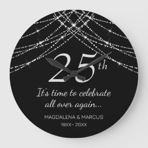 Grande Horloge Ronde Anniversaire de mariage au fil d'argent