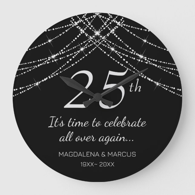Grande Horloge Ronde Anniversaire de mariage au fil d'argent (Recto)