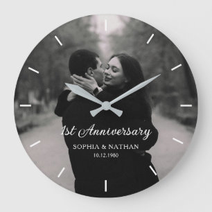 Grande Horloge Ronde Anniversaire de mariage avec photo personnalisée